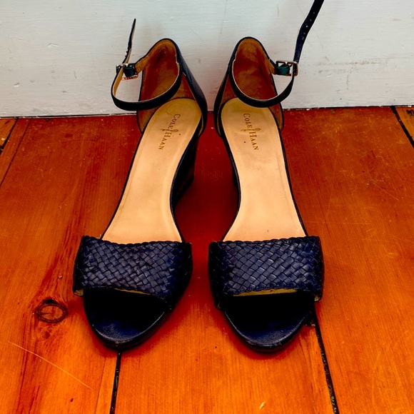 Cole Haan Shoes - Cole Haan navy blue wedge sandals
